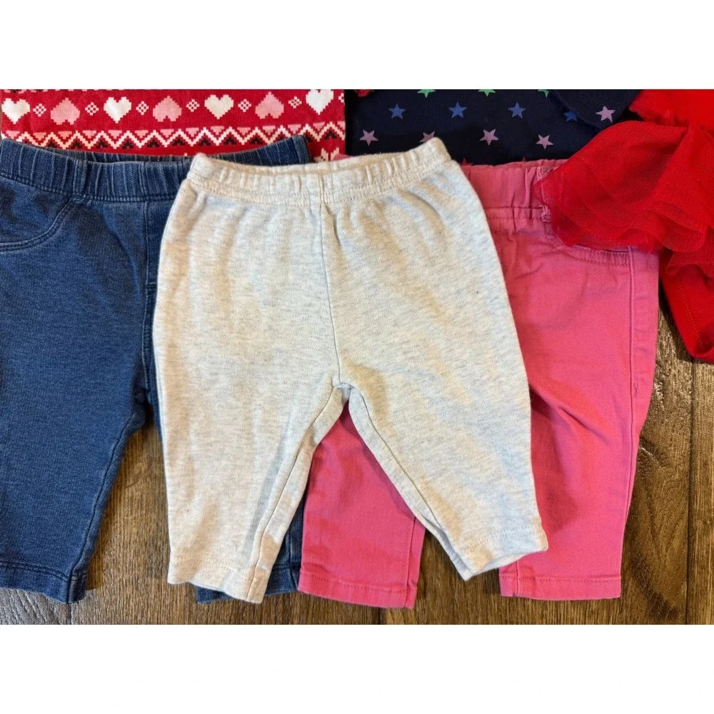 Baby Girl 0/3 Months Clothes Lot Outfits Pants Long Sleeve Shirts Peace Joy Naps